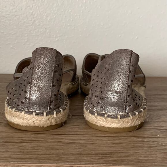 Eileen Fisher Lee 2 Espadrille Sandals Closed Toe 6 US Leather Flats Mica Jute - Picture 7 of 12